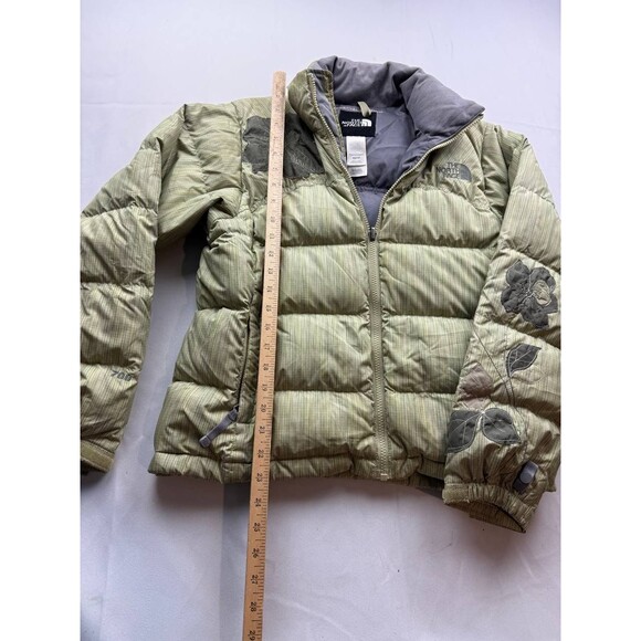 The North Face Womens 1996 Retro Nuptse 700 Down Jacket XS Green Floral Full Zip - Picture 2 of 6